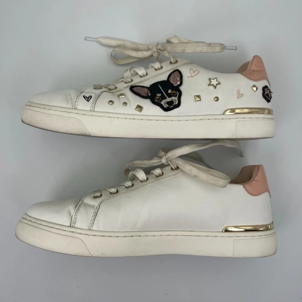 Aldo Chicou Syn Mix Mat Sneakers Women's Size 8.5 Studded Embellished White